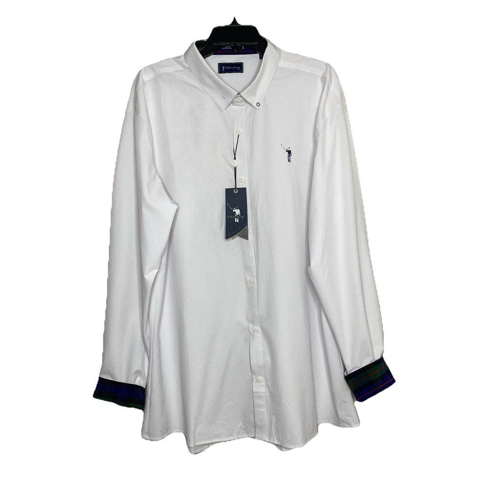 William Murray Golf Shirt Mens XXL White Button Down Performance Stretch